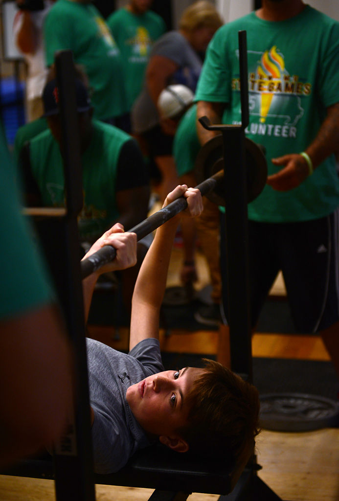 Dominic Giovanini, 13, competes in the Show-Me State Games powerlifting event
